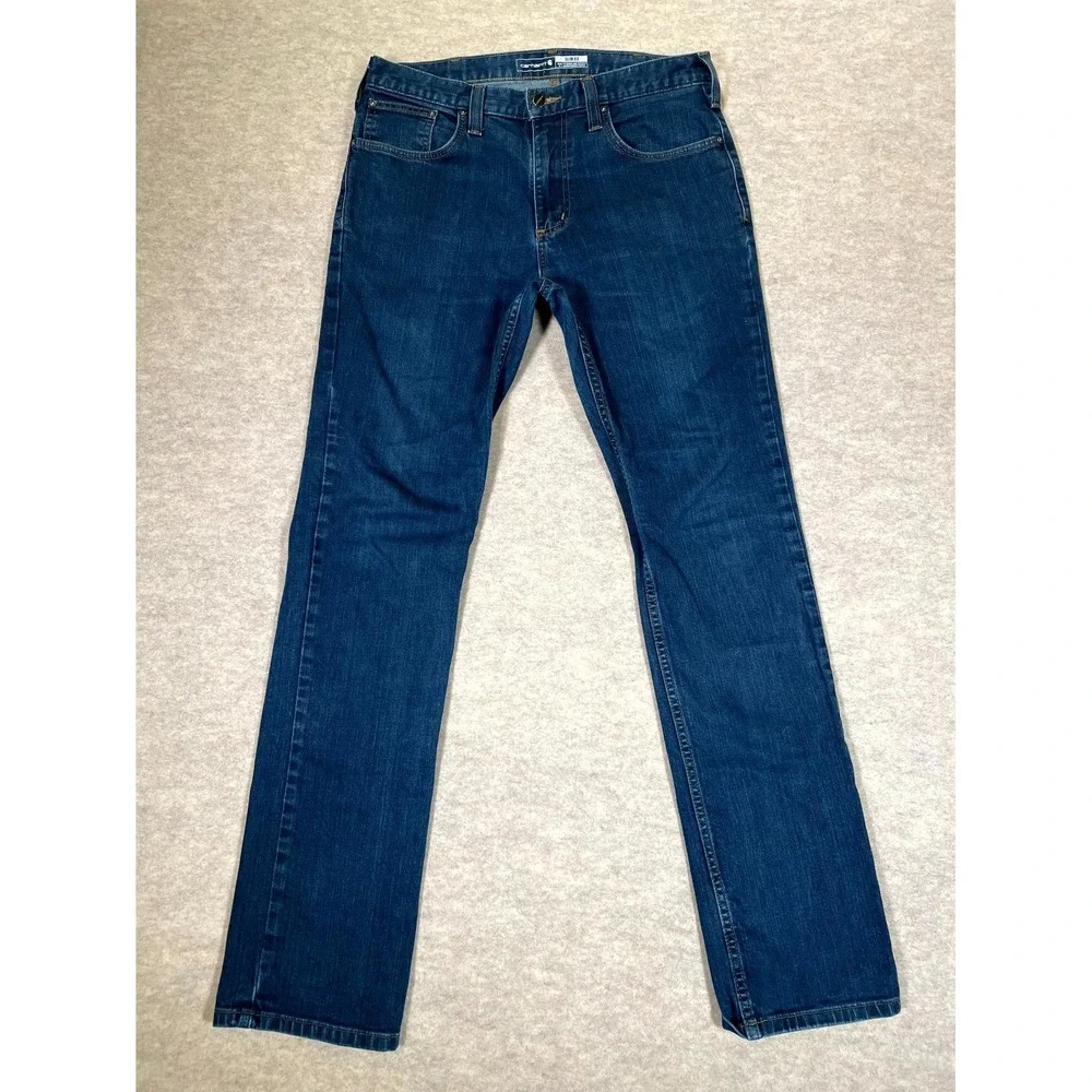 Carhartt Rugged Flex Slim Fit Tapered Jeans Mens 32x34 Blue Denim Cotton Stretch